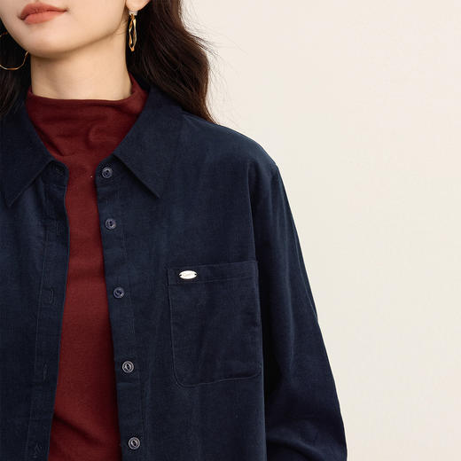 【09/17新品】熙世界「100%棉」高智感长袖衬衫女2025秋季新款通勤复古休闲衬衣 商品图3