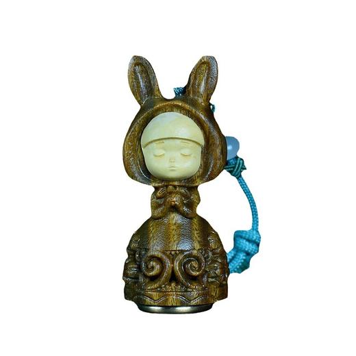 绿檀镂空香囊许愿兔莲花葫芦夜光石扩香器挂件檀香饰品装饰 商品图4