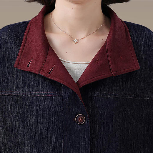 NP新款时尚妈妈春秋牛仔外套短款洋气中老年休闲百搭夹克上衣潮减龄 商品图3