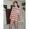 100%棉 格纹磨毛长袖长裤套装 女款  A-5436 商品缩略图1