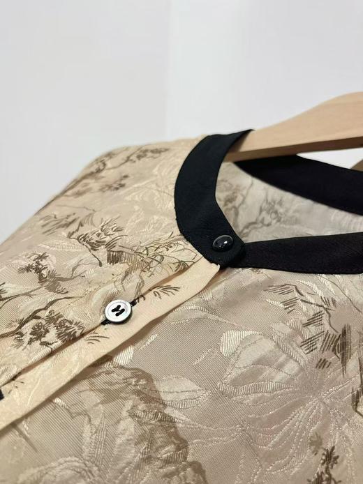 11.11直降到底！！【秋新品】古泥7579 新中式提花宽袖拼色领衬衫-喜出 商品图4