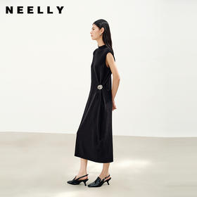 NEELLY纳俪商场同款秋季新款空气感亲肤无袖连衣裙女休闲背心长裙N25083Y01132