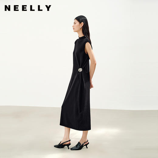 NEELLY纳俪商场同款秋季新款空气感亲肤无袖连衣裙女休闲背心长裙N25083Y01132 商品图0