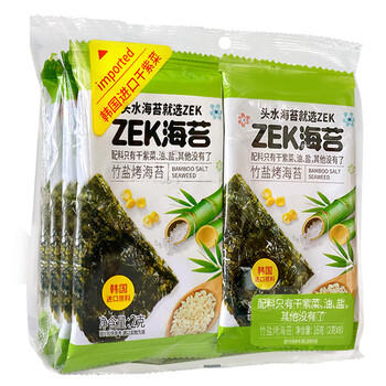 Zek竹盐烤海苔2g*32包 紫菜包饭寿司 儿童即食 出游大礼包 64g /休闲食品 /海味零食 /海苔 商品图6