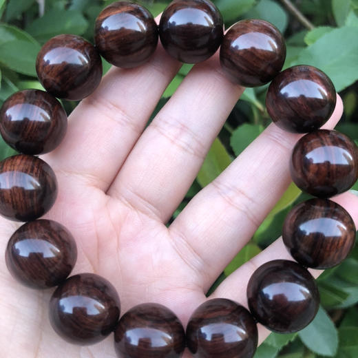 【青山特惠】沉水级1.6*14颗 海黄紫油梨满纹大黑线老料手串 h100 商品图4