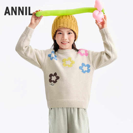 女童圆领长袖针织衫冬季新款安奈儿童装EG544650 商品图1