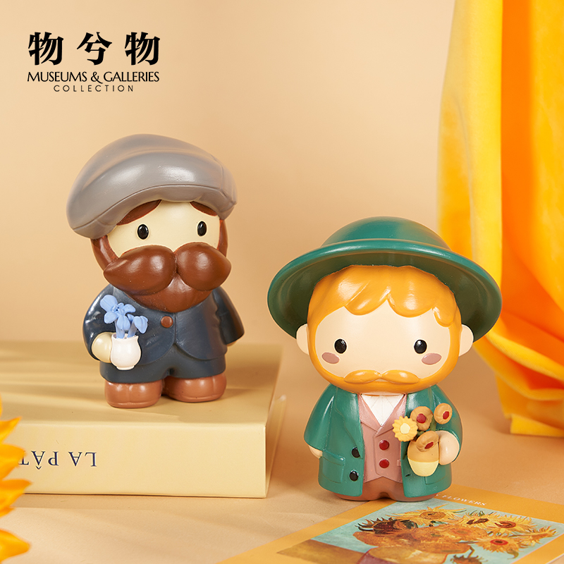 萌版梵高莫奈小众艺术品树脂工艺品摆件桌面装饰品可爱高颜值书房高级感