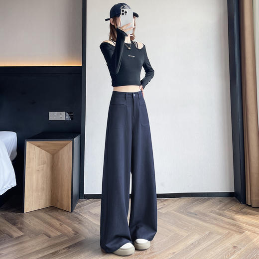 卷卷紫秋冬软牛仔阔腿裤 高腰设计显瘦显高 面料柔软舒适抗皱耐磨 版型立体显瘦 上身立现大长腿 商品图5