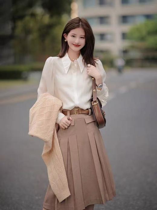 【秋新品】古泥7159 100%天丝褶皱尖领百搭薄款衬衫-喜出 商品图0