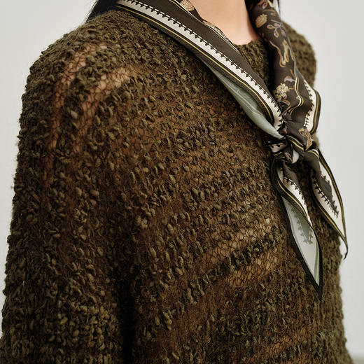 NEELLY纳俪商场同款秋季新款复古慵懒针织衫女宽松休闲百搭短上衣N25082A01078 商品图1