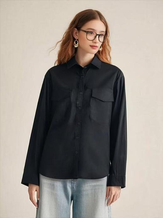 冰点价！仅限11.11！退货勿拍【秋新品】古泥7077黑色双口袋精致走线衬衫-喜出 商品图1