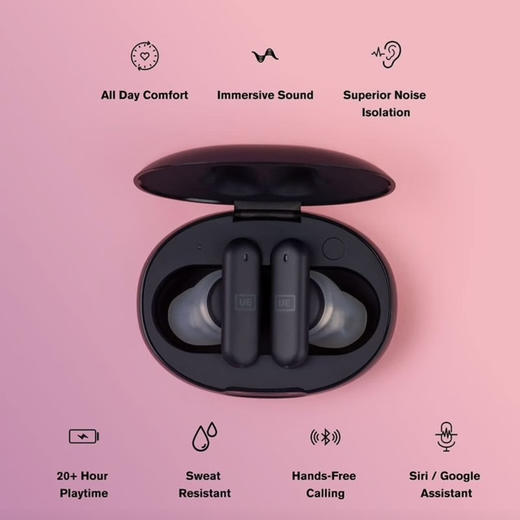 罗技（Logitech）UE FITS 快速定制耳塞60s塑形 入耳式真无线蓝牙耳机 提供完美的贴合度声音防汗长效续航 商品图7