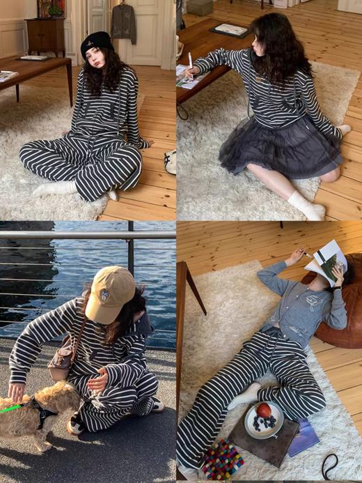 浮生八记/25C141/25C142/海军条纹卫衣卫裤套装 商品图3