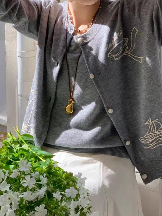 浮生八记/25C118/25C119/“小狗水手航海记”法式针织背心开衫 商品图1