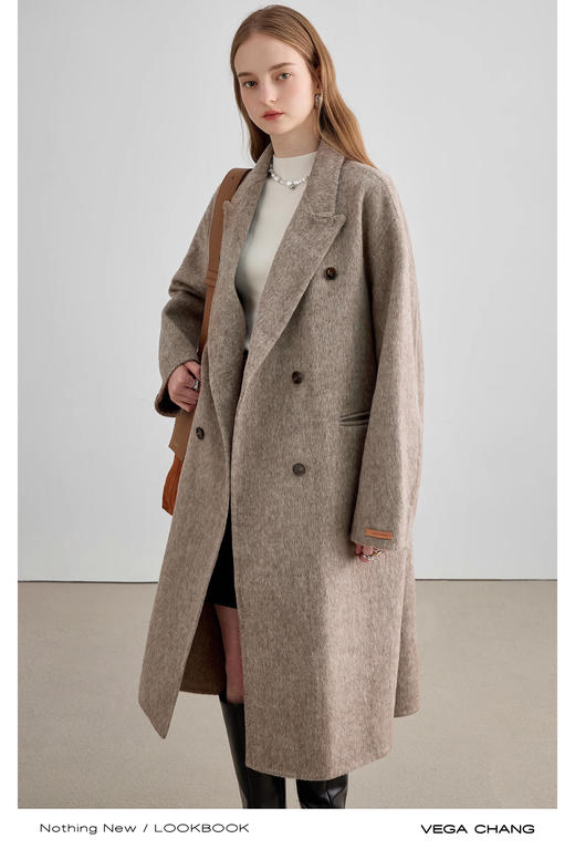 【YW】无忧购 经典气质双面羊绒大衣女秋冬长款双排扣羊毛呢外套2506（截单后3-5天发货） 商品图2