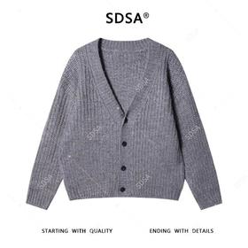 91317SDSA男士秋冬新款痞帅男装美式复古纽扣开衫V领设计师百搭毛衣