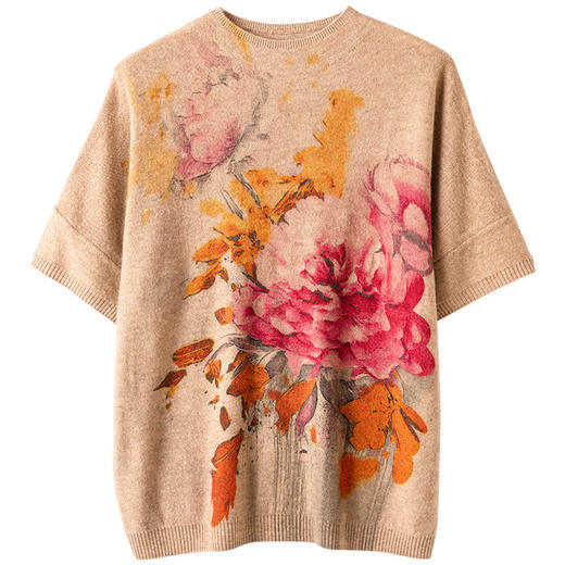 WW  MW853羊毛短袖针织衫印花保暖羊毛衫休闲针织 商品图1