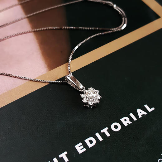 【天然正品】莱绅通灵AU750白金时尚设计款0.101克拉钻石吊坠项链060925NJS17 现售价：2480 商品图3