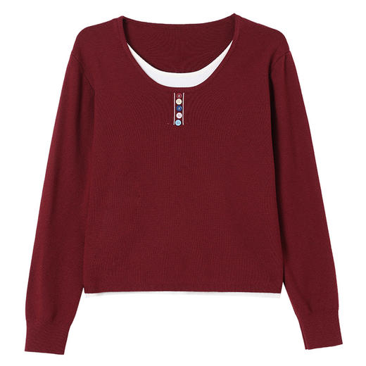 CC 27-25131低领打底衫洋气时髦假两件上衣 商品图4