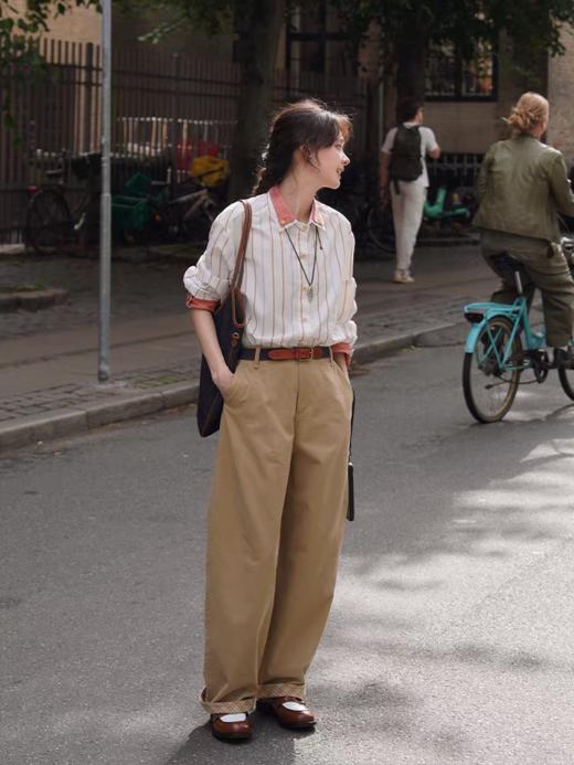 浮生八记/25C122/法式格纹撞色香蕉西装裤 商品图0