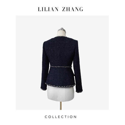 衣橱挚爱—珠钻镶边粗花呢修身轻奢重工黑色白色小香风外套2005021 商品图4