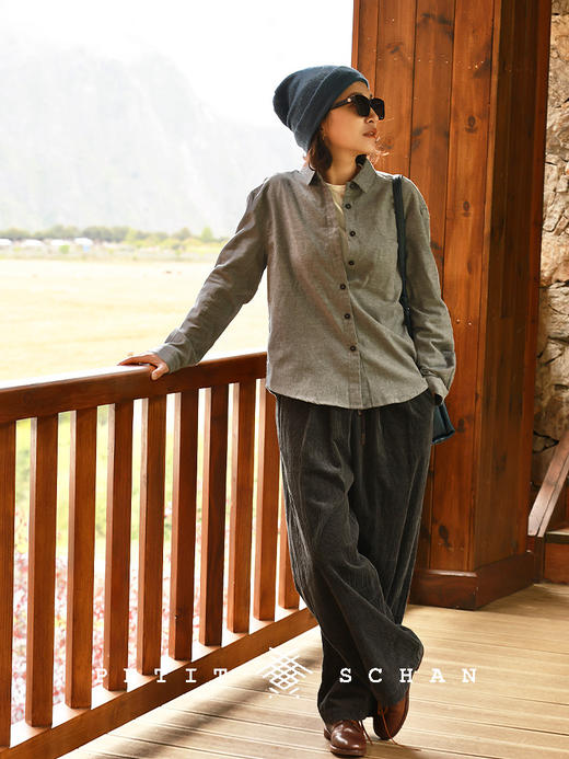 PETIT SCHAN小闪 CLO#909 Considerate 知冷知热 长绒棉磨毛休闲感长袖衬衫 商品图1