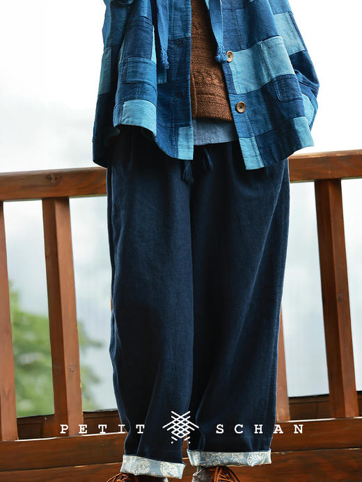 PETIT SCHAN小闪 CLO#906 Wander 漫步 亚麻棉抽绳松紧腰直筒裤 商品图0