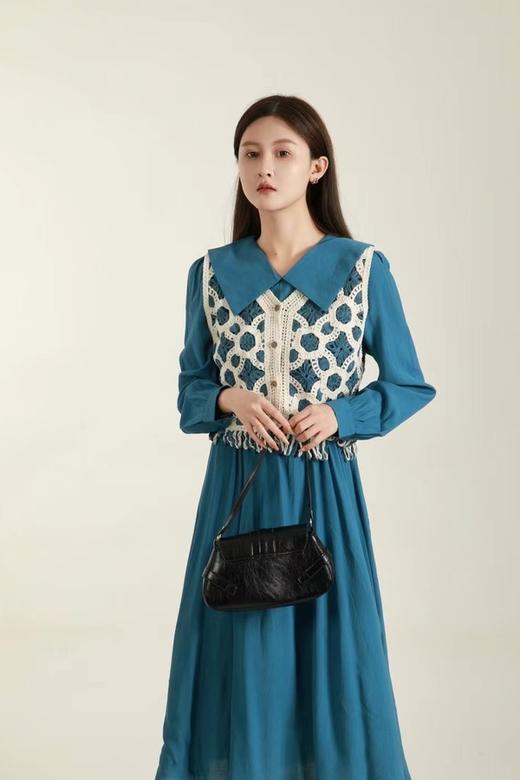 Stay2Weeks 孔雀蓝翻领文艺两件套连衣裙 18756 商品图2