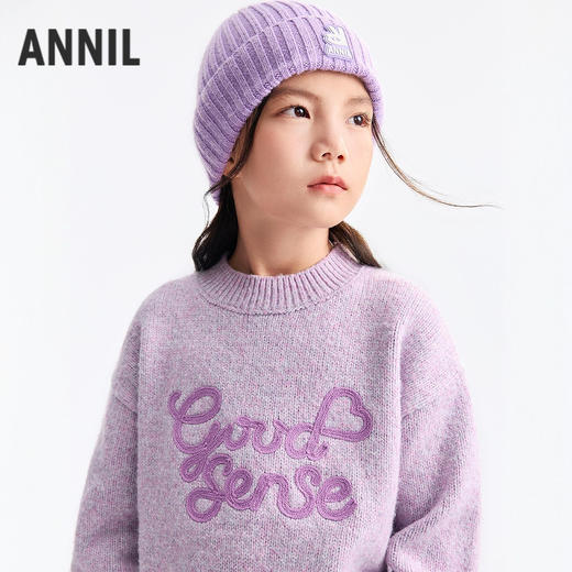 女童圆领长袖针织衫冬季新款安奈儿童装EG544665 商品图2