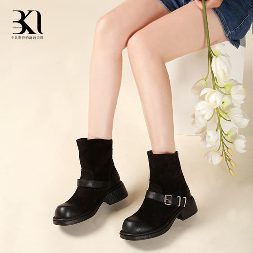 BAKERLOO擦色中筒骑士靴AD182 商品图5