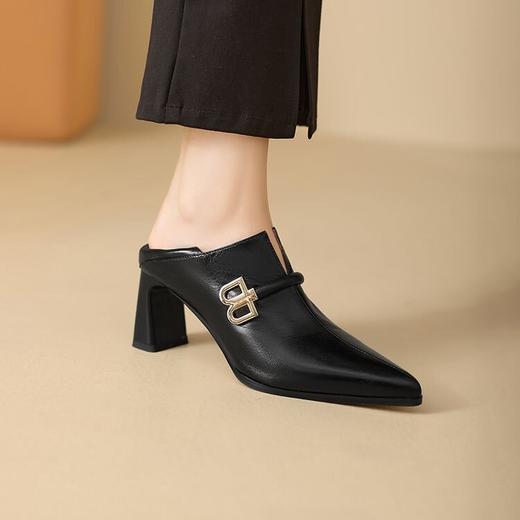 【预售5天】春秋新款两穿及踝深口单鞋羊皮粗跟高跟尖头时装女鞋KNTNX&KT1701 商品图1