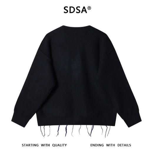 91289SDSA男士秋冬新款痞帅男装潮牌复古菱形格V领针织衫流苏开衫毛衣 商品图4