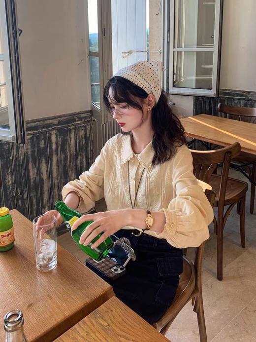 浮生八记/25C126/法式复古娃娃领棉麻衬衫 商品图2