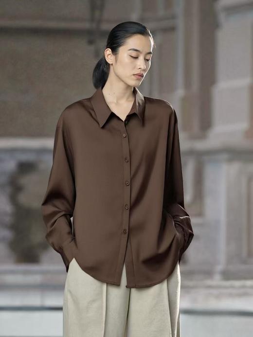 【秋新品】古泥7737咖色简约衬衫-喜出 商品图1