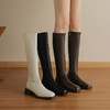 OLD 8898复古不过膝长靴后拉链粗跟方头高筒弹力瘦瘦靴 商品缩略图0