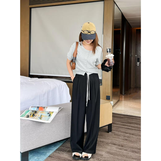 2509302   M抽绳高腰及地阔腿裤 商品图1