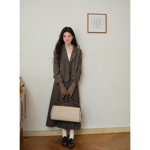 鹿向南「香颂绒梦」藜麦色法式复古西装外套半身裙时尚套装女初秋 商品图2