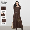 【09/17新品】熙世界可露丽棕色一字领针织连衣裙女2025秋新款复古气质优雅长裙 商品缩略图0
