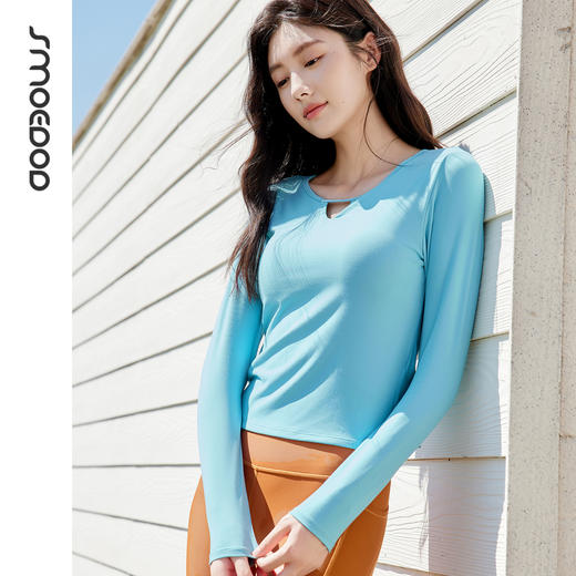 SMOEDOD/水沐伊朵瑜伽秋季健身衣圆领弹性镂空长袖修身型50200 商品图1