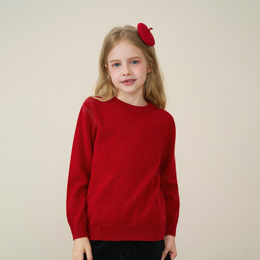 【亲子】儿童100%羊绒衫2025秋冬女童点子纱男童毛衣女士打底针织 商品图5