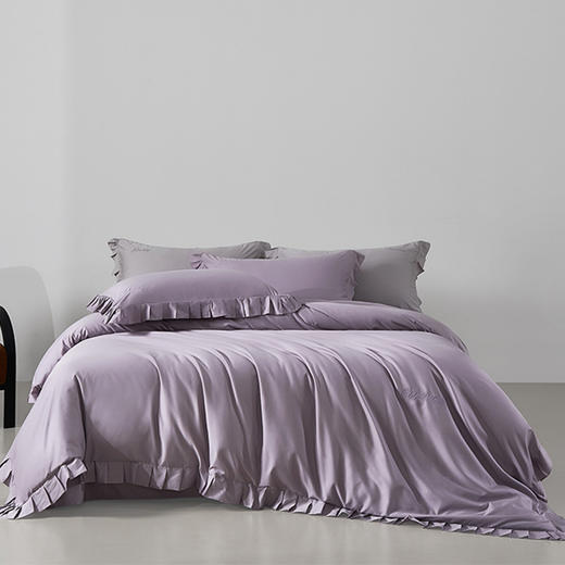 【A类80支天丝棉四件套】花边天丝棉四件套良品纯色80支床品套件柔软丝滑高端件套 商品图3