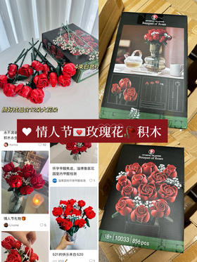 情人节玫瑰积木花