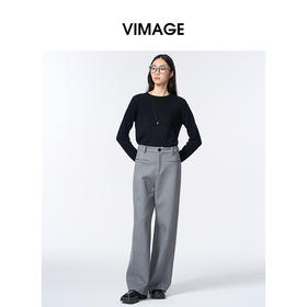 VIMAGE纬漫纪圆领简约时尚保暖2025秋季新款羊毛针织衫V2401107