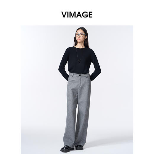 VIMAGE纬漫纪圆领简约时尚保暖2025秋季新款羊毛针织衫V2401107 商品图0