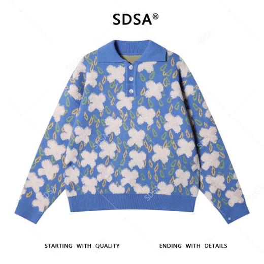 2682SDSA男士秋冬新款痞帅男装美式复古老花polo领针织衫百搭时尚毛衣 商品图1