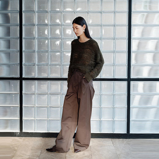 NEELLY纳俪商场同款秋季新款宽松阔腿高级质感长裤女休闲工装裤N25082H01100 商品图1