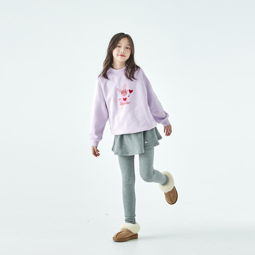 棵初25年秋冬新款亲子中大女童下摆蝴蝶结打底裙假两件叠穿打底裤 商品图4