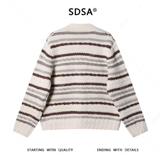 72598SDSA男士秋冬新款痞帅男装潮牌撞色条纹针织衫纽扣开衫V领毛衣潮 商品图5