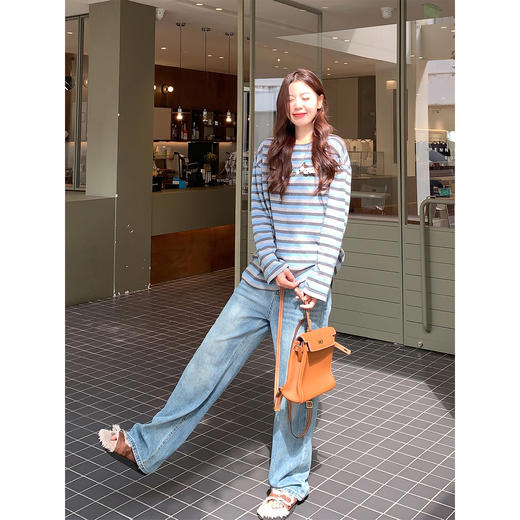 <曾小咸推荐>现货秒杀 ！微信超特价！条纹撞色小狗长袖T恤 日常129.99 立减60 秒杀69.99！！ 商品图2