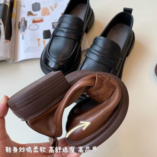 复古英伦风！2025复古开口笑一脚蹬厚底舒适真皮乐福鞋小皮鞋春秋款！ 商品图1